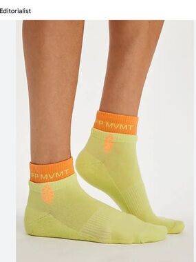 Free People lime and orange quarter crew court socks